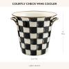 MACKENZIE-CHILDS Wine Cooler, Champagne and Wine Bucket, Ice Bucket, Brown-and-White Mocha Check(Courtly Check)
