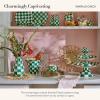 MACKENZIE-CHILDS Wine Cooler, Champagne and Wine Bucket, Ice Bucket, Brown-and-White Mocha Check(Emerald Check)