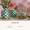 MACKENZIE-CHILDS Wine Cooler, Champagne and Wine Bucket, Ice Bucket, Brown-and-White Mocha Check(Emerald Check)