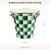 MACKENZIE-CHILDS Wine Cooler, Champagne and Wine Bucket, Ice Bucket, Brown-and-White Mocha Check(Emerald Check)