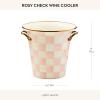 MACKENZIE-CHILDS Wine Cooler, Champagne and Wine Bucket, Ice Bucket, Brown-and-White Mocha Check(Rosy Check)