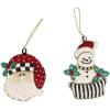 MACKENZIE-CHILDS Beaded Ornament, Christmas Tree Ornament, Set of 2, Holiday Santa & Snowman