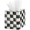 MACKENZIE-CHILDS Boutique Square Tissue-Box Cover, Tissue Holder for Home Decor, Brown-and-White Mocha Check(Courtly Check)