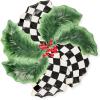 MACKENZIE-CHILDS Ceramic Serving Platter, Decorative Serving Tray for Christmas, Holly Leaf