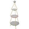 MACKENZIE-CHILDS Ceramic Tiered Plate Stand, Three-Tiered Serving Tray, Party Food Display, Check It Out Tree