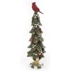 MACKENZIE-CHILDS Christmas Cardinal Tree with Courtly Check Garland, Tabletop Tree