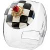 MACKENZIE-CHILDS Cookie Jar with Enamel Lid, Large Glass Treat Jar or Kitchen Jar, 1-Gallon Capacity, Green-and-White Emerald Check(Black-and-white Courtly Check)