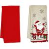 MACKENZIE-CHILDS Cotton Dish Towel, Cute Decorative Kitchen Dish Towel for Cleaning and Home Decor, Set of 1, Turkey(Santa With Tree Lights)