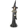 MACKENZIE-CHILDS Courtly Check Haunted House Witch Figurine, Resin Halloween Witch Decor