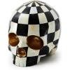 MACKENZIE-CHILDS Crowned Skull, Resin Halloween Home Decor, Pink-and-White Rosy Check(Courtly Check)