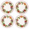 MACKENZIE-CHILDS Deck the Halls Appetizer Plate, Decorative Stoneware Christmas Appetizer Plate, 5.5 Inches, Set of 4(7.5 Inches)