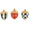 MACKENZIE-CHILDS Decorative Acorns, Resin Acorn Fall Decor for Kitchen and Home, Set of 2, Brown-and-White Mocha Check(Courtly)
