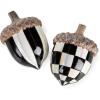 MACKENZIE-CHILDS Decorative Acorns, Resin Acorn Fall Decor for Kitchen and Home, Set of 2, Brown-and-White Mocha Check(Courtly Check and Stripe)