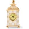 MACKENZIE-CHILDS Desk Clock, Retro Analog Clock for Room Decor, Brown-and-White Mocha Check(Country Rustic)