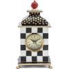 MACKENZIE-CHILDS Desk Clock, Retro Analog Clock for Room Decor, Brown-and-White Mocha Check(Courtly Check)