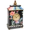 MACKENZIE-CHILDS Desk Clock, Retro Analog Clock for Room Decor, Brown-and-White Mocha Check(Tropical)