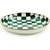 MACKENZIE-CHILDS Enamel Abundant Bowl, Decorative or Serving Bowl, 13-Cup Capacity, Brown-and-White Mocha Check(Emerald Check)