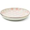 MACKENZIE-CHILDS Enamel Abundant Bowl, Decorative or Serving Bowl, 13-Cup Capacity, Brown-and-White Mocha Check(Rosy Check)