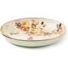 MACKENZIE-CHILDS Enamel Abundant Bowl, Decorative or Serving Bowl, 13-Cup Capacity, Brown-and-White Mocha Check(White Wild Rose)