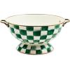 MACKENZIE-CHILDS Enamel Bowl, Serving Bowl for Entertaining, Everything Bowl, Brown-and-White Mocha Check(Emerald Check)