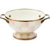 MACKENZIE-CHILDS Enamel Bowl, Serving Bowl for Entertaining, Everything Bowl, Brown-and-White Mocha Check(Rosy Check)