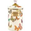 MACKENZIE-CHILDS Enamel Canister, Kitchen Storage Container with Lid, Large, Deck the Halls(Butterfly Garden)