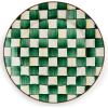 MACKENZIE-CHILDS Enamel Charger Plate, Charger Decoration Plate for Dinner Plates or Home Decor, 12 Inches, Brown-and-White Mocha Check(Emerald Check)