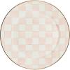 MACKENZIE-CHILDS Enamel Charger Plate, Charger Decoration Plate for Dinner Plates or Home Decor, 12 Inches, Brown-and-White Mocha Check(Rosy Check)