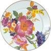 MACKENZIE-CHILDS Enamel Charger Plate, Decorative Plate for Home Decor, 12 Inches, Rosy English Garden(Flower Market White)