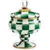 MACKENZIE-CHILDS Enamel Curiosity Pot, Decorative Container for Home Decor, Green-and-White Emerald Check(Emerald Check)