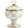 MACKENZIE-CHILDS Enamel Curiosity Pot, Decorative Container for Home Decor, Green-and-White Emerald Check(Sterling Check)