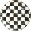 MACKENZIE-CHILDS Enamel Dinner Plate, Decorative Dinnerware Plate, 10 Inches, Brown-and-White Mocha Check(Courtly Check)