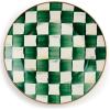 MACKENZIE-CHILDS Enamel Dinner Plate, Decorative Dinnerware Plate, 10 Inches, Brown-and-White Mocha Check(Emerald Check)