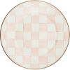 MACKENZIE-CHILDS Enamel Dinner Plate, Decorative Dinnerware Plate, 10 Inches, Brown-and-White Mocha Check(Rosy Check)