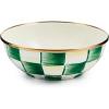 MACKENZIE-CHILDS Enamel Everyday Bowl, Serving Bowl for Entertaining, Extra Small, Brown-and-White Mocha Check(Emerald Check)