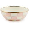 MACKENZIE-CHILDS Enamel Everyday Bowl, Serving Bowl for Entertaining, Extra Small, Brown-and-White Mocha Check(Rosy Check)