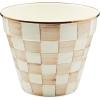 MACKENZIE-CHILDS Enamel Garden Pot, Decorative Pot for Plants, Outdoor Flowerpot Decor, Extra Large, Brown-and-White Mocha Check(Mocha Check)