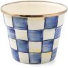 MACKENZIE-CHILDS Enamel Garden Pot, Decorative Pot for Plants, Outdoor Flowerpot Decor, Extra Large, Brown-and-White Mocha Check(Royal Check)