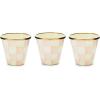 MACKENZIE-CHILDS Enamel Herb Pots, Small Plant Pots for Herbs or Flowers, Set of 3, Brown-and-White Mocha Check(Rosy Check)