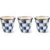 MACKENZIE-CHILDS Enamel Herb Pots, Small Plant Pots for Herbs or Flowers, Set of 3, Brown-and-White Mocha Check(Royal Check)