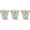 MACKENZIE-CHILDS Enamel Herb Pots, Small Plant Pots for Herbs or Flowers, Set of 3, Brown-and-White Mocha Check(Sterling Check)