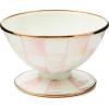 MACKENZIE-CHILDS Enamel Ice Cream Bowl, Serving Bowls for Entertaining, 2-Cup Capacity, Brown-and-White Mocha Check(Rosy Check)