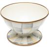 MACKENZIE-CHILDS Enamel Ice Cream Bowl, Serving Bowls for Entertaining, 2-Cup Capacity, Brown-and-White Mocha Check(Sterling Check)