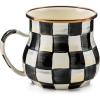 MACKENZIE-CHILDS Enamel Mug, Cute Enamelware Coffee and Tea Mug, Unique Drinkware, 16 Ounces, Pink-and-White Rosy Check, Set of 1(Courtly Check)