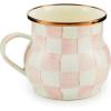 MACKENZIE-CHILDS Enamel Mug, Cute Enamelware Coffee and Tea Mug, Unique Drinkware, 16 Ounces, Pink-and-White Rosy Check, Set of 1(Rosy Check)