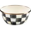 MACKENZIE-CHILDS Enamel Pinch Bowl, Small Bowl for Kitchen Ingredients, 1.5-Cup Capacity, Brown-and-White Mocha Check(Courtly Check)
