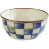 MACKENZIE-CHILDS Enamel Pinch Bowl, Small Bowl for Kitchen Ingredients, 1.5-Cup Capacity, Brown-and-White Mocha Check(Royal Check)