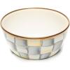 MACKENZIE-CHILDS Enamel Pinch Bowl, Small Bowl for Kitchen Ingredients, 1.5-Cup Capacity, Brown-and-White Mocha Check(Sterling Check)