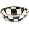 MACKENZIE-CHILDS Enamel Relish Dish, Small Serving Bowl for Entertaining, Brown-and-White Mocha Check(Courtly Check)