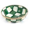 MACKENZIE-CHILDS Enamel Relish Dish, Small Serving Bowl for Entertaining, Brown-and-White Mocha Check(Emerald Check)